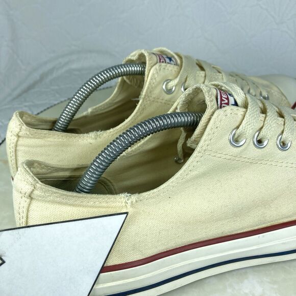 Converse All Star Low Top Sneakers Mens 10.5 Cream Canvas Streetwear Skate Shoes - Picture 12 of 13